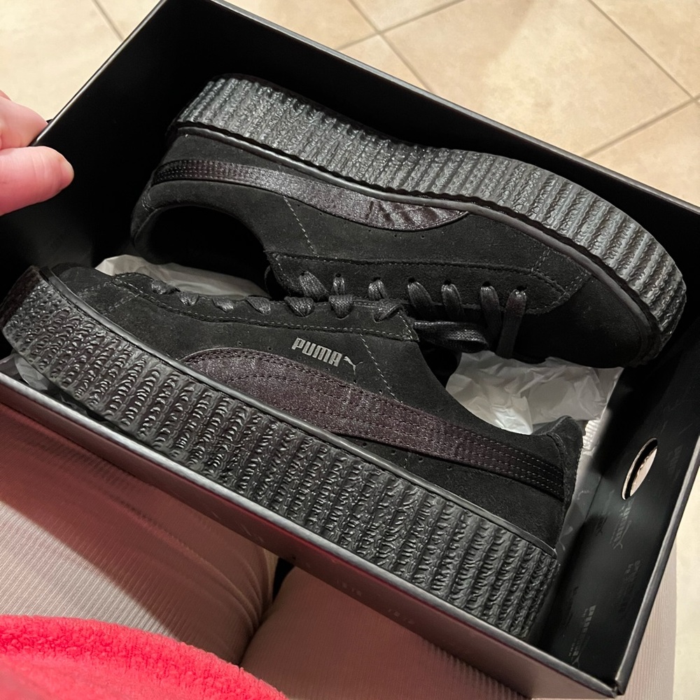 Fenty Puma Creepers by Rihanna Satin Suede Sneakers in Black